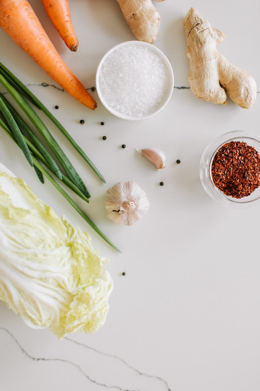 Healthy Vegetables and Fruits on Kitchen Table